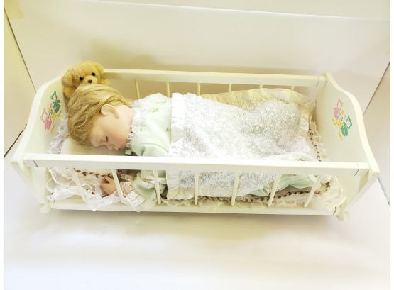 The Danbury Mint Collection - Sweet Dreams Porcelain Doll In Baby Crib In Original Box