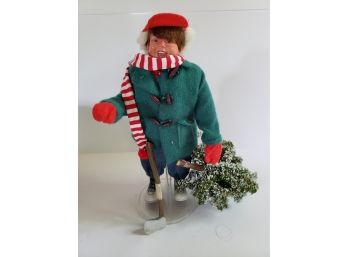 A Norman Rockwell Christmas Porcelain Doll Boy With Christmas Tree