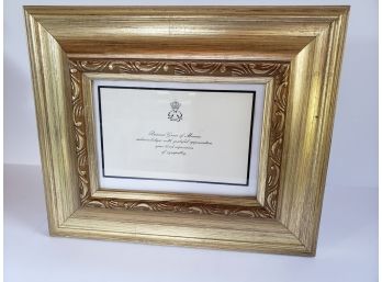 Framed  Corresponds From Princess Grace Of Monaco