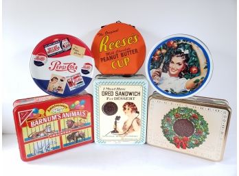 Vintage Oreo - Pepsi Cola - Reese's Peanut Butter Cup & Barnum's Animals Cracker Tin Canister Lot