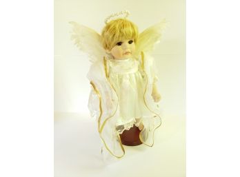 Collectors Edition Porcelain Christmas Angel  Doll In Original Box