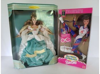 Barbie Collectors Edition  Angel Of Joy First In The Series 1998 Plus 1995 Olympic Gymnast Barbie Like New In Box