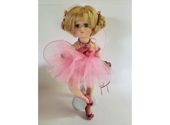 Porcelain Ballerina Doll Pretty In Pink  Like New In Box