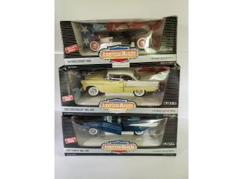 ERTL American Muscle Model Car Collectibles Lot 1957 Chevy Bel Air - 1955 Chevy Bel-Air & '32 Ford Street Rod Like New In Box