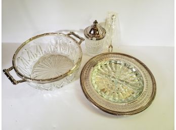 Vintage Silver And Glass Serving Wear