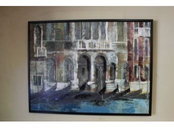 Nicely Done Painting Of Venice Scene 32' X 42' No Signature