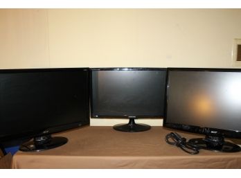 Grouping Of Three 23' LCD Computer Monitors Acer And Samsung