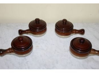 Set Of Four French Onion Soup Crocks With Lids