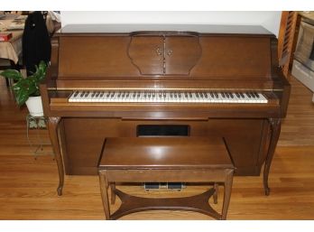 Working Aeolin Player Piano Manuel & Electric Player With Piano Bench