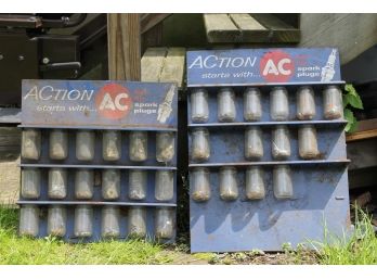 Two Action AC Hot Tip Spark Plugs Advertising Parts Hardware Displays