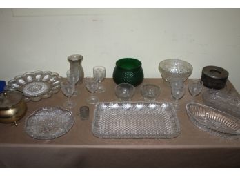 Collection Of Glassware Including Deviled Egg Tray, Serving Trays And Bowls, Glasses Etc.