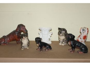 Group Of Vintage Ceramic Cats And Dogs Plus More