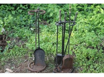 Two Vintage Incomplete Fireplace Tool Sets