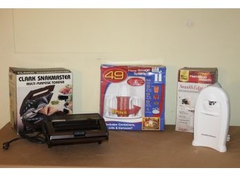 Lot Of Kitchen Items Including Multi Purpose Toaster, Can Opener & 49 Piece Storage System