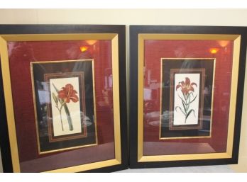 Pair Of Beautifully Framed 26' X 32' Floral Artwork