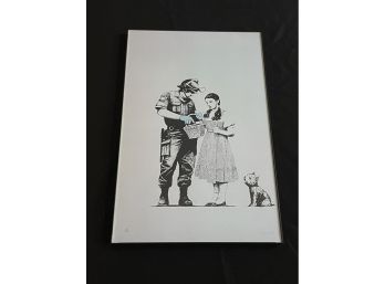 Banksy Reproduction Print In Black Glass Portrait Frame 11' X 17'