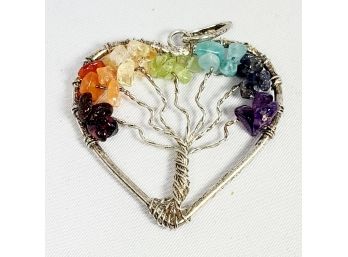 Tree Multi-Colored Stone Hand Made Pendant