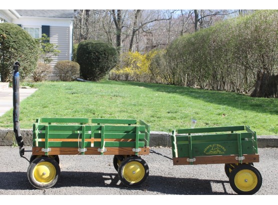 John Deere Branded Garden Wagon And Extra 2 Wheel Hitch Wagon - Berlin Wood Products