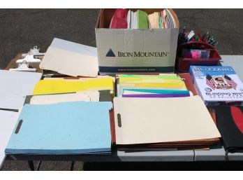 Large Collection Of Usable File Folders, Paper, Binders, Pens, Pencils & More