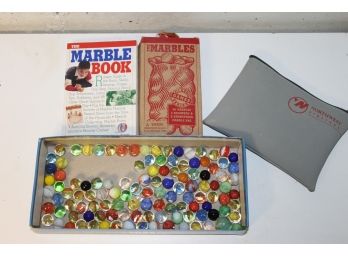 Box Top Full Of Vintage Marbles With The Marble Book