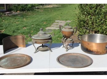 Nice Vintage Collection Of Copper Including Trays, Coffee Percolater, Pan, Server & More