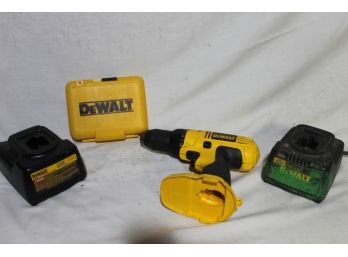 Dewalt Drill With Two Chargers And Drill Bits