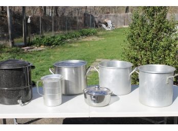 Grouping Of Aluminum Pots, Pizza Oven & Aluminum Pitcher - Wear Ever NSF Etc.