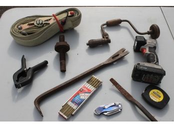 Miscellaneous Tool Lot Including Crowbars, Lufkin & Stanley Tape Measures