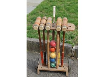 Vintage Wooden Lawn Croquet Set