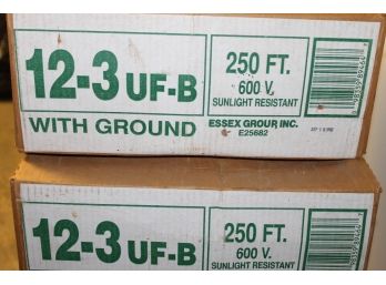 2 Boxes Of Essex Commercial 12-3 UF-B With Ground Electrical Wire