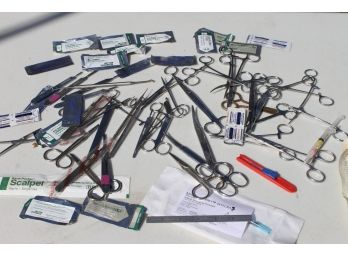 Tons Of Medical Clamps, Scissors, Blades And More