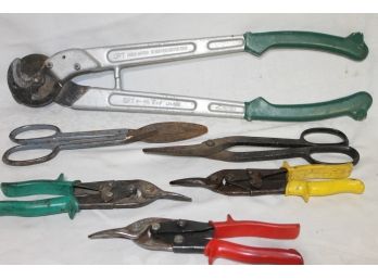 Grouping Of Metal Banding Scissors, Cable Cutter Etc.