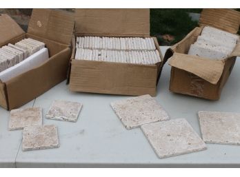 58 Smaller 4' X 4' And 20 Larger 6' X 6' Travertine Tile Lot