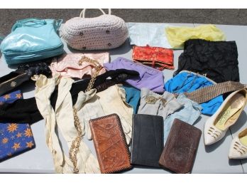 Group Of Vintage Pocketbooks, Scarves, Gloves, Shoes, Wallets And More