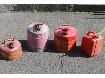 Four Vintage Gas Cans Three Are Metal
