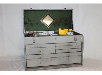 Machinest Toolbox With Leather Handle Full Of Tools