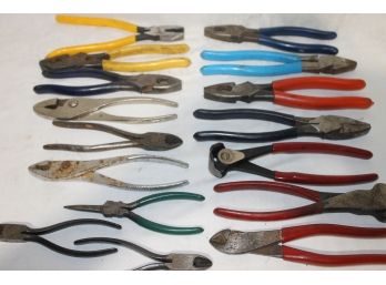 Grouping Of 16 Various Pliers Etc.