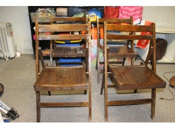 Lot Of 4 Wooden Folding Chairs