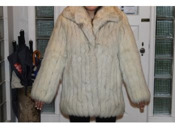 Beautiful Blue 100% Fox Fur Coat By Saga Fox Furs - Size Medium