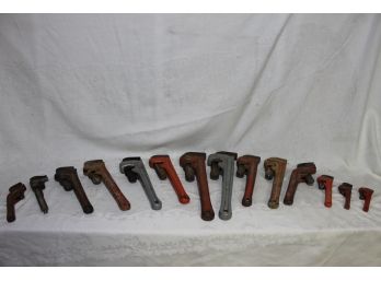 Large Grouping Of Pipe Wrenches Including Ridge Tool Co., Armstrong & Ridged Aluminum
