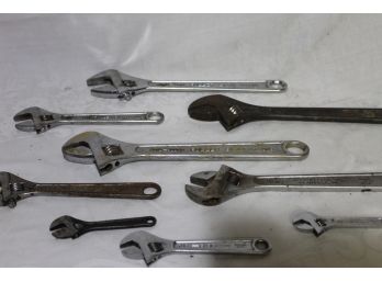 9 Adjustable Wrenches - Protos, Rigid, Fuller Etc.