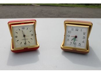 2 Vintage Portable Alarm Clocks