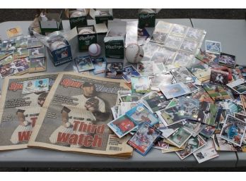 Large Collection Of Baseball Items Including Baseballs, Trophy, Baseball Cards & More