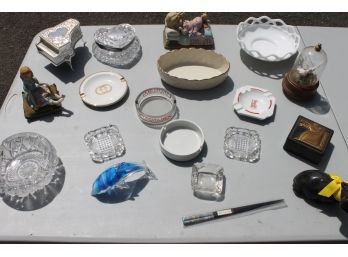 Vintage Lot Of Housewares Including, Ashtrays, Lenox, Milkglass, Paperweights & More