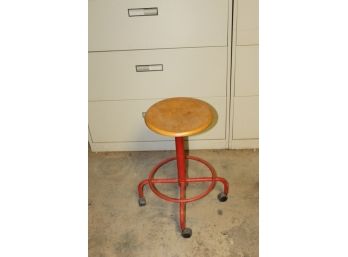 Rolling Adjustable Red Stool