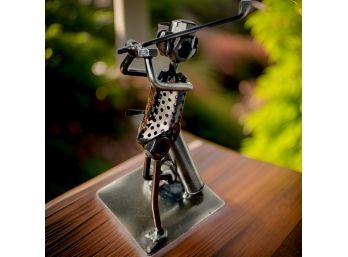 Hinz & Kunst Nuts And Bolts Male Golfer Figurine With Copper Golf Bag