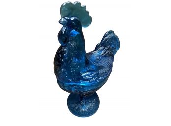 Mid Century Westmorland Cobalt Blue Rooster Trinket Dish With Cover