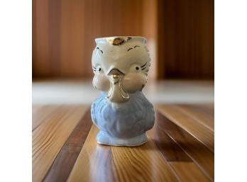 Vintage 1940s Handpainted Shawnee Pottery Bluebird Pitcher With Gold Trim