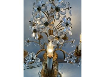 Ornate Regency Crystal 5 Arm Candelabra Lighted  Crystal  Lamp Hollywood Regency  26