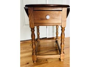 Tell City Style Drop Leaf Single Drawer Side Table - (Lot 1 Of 2)